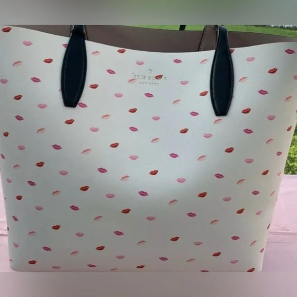 Kate Spade pink and black Minnie Mirror Tote with Red and Purple Accents - Picture 8 of 9